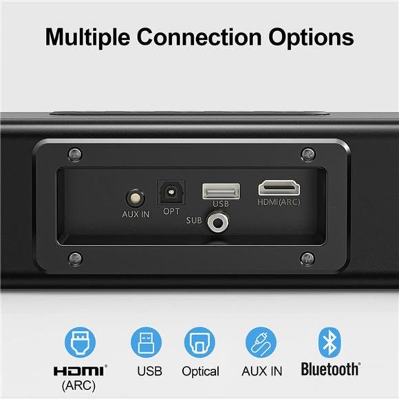 Soundbar with Subwoofer, 2.1 Sound Bar with Bluetooth/HDMI ARC/Optical/AUX/USB - Picture 6 of 6